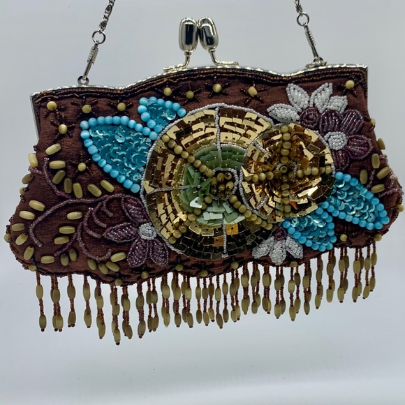 🤩 New 2 straps Beaded & Sequined Evening Bag - Picture 2 of 10